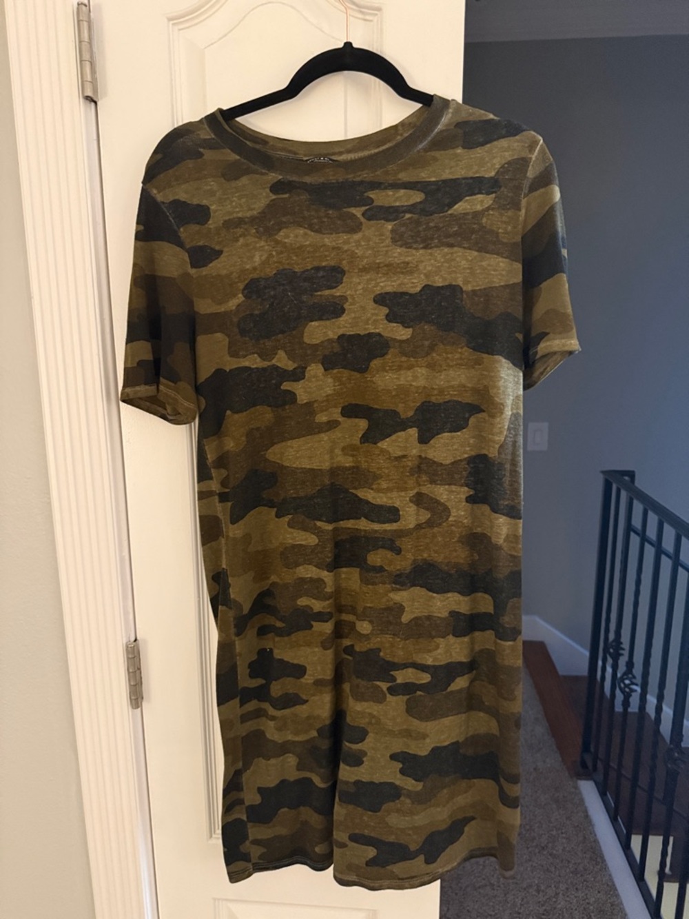 Lucky Brand Olive Green and Black Camo Mini Dress